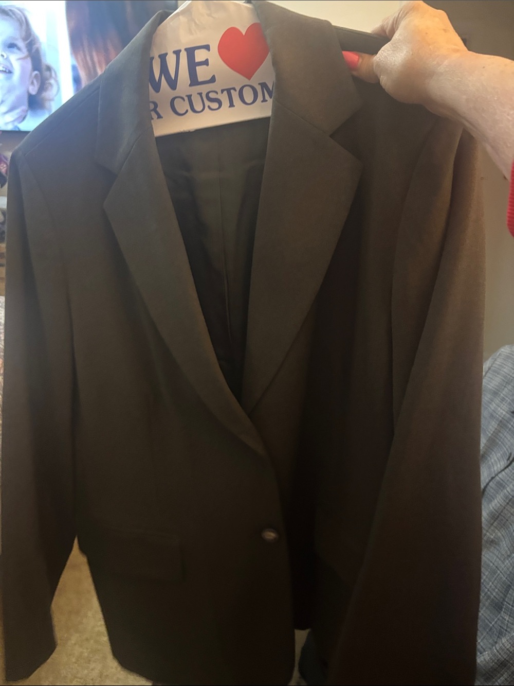 Jones New York Olive Green/Brown  Single-Button Blazer